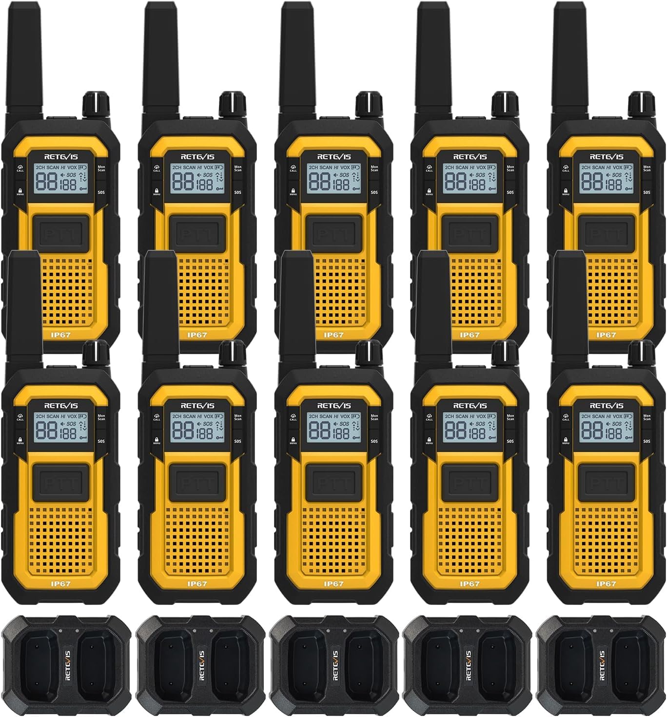 Retevis RB48 Heavy Duty Waterproof Walkie Talkies Long Range Rechargeable Two Way Radios Advanced Triple Proof Vibration Reminder