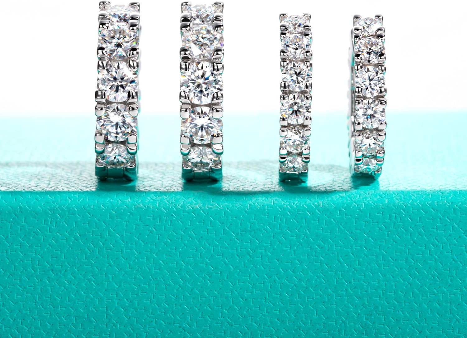 AnuClub Moissanite Hoop Earrings 2.4/6cttw D Color VVS1 925 Sterling Silver 3/4mm Moissanite Huggie Piercing Earrings for Women Wife Her with Certificate - Image 9