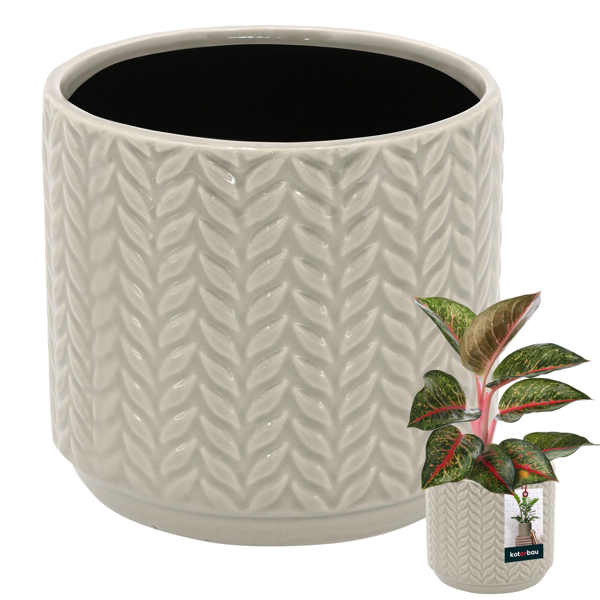 KOTARBAU® Flower Pot White Ceramic Round Diameter 12 cm Height 12.5 cm Glazed Ceramic 1 Piece Flower Planter Large Planter Ceramic Plant Pot Ceramic Plant Pot Ceramic Plant Pot Ceramic Plant Pot