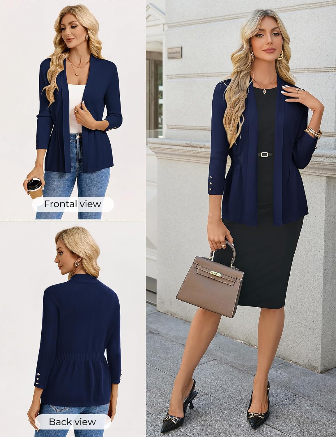 GRACE KARIN Cardigan for Women Trendy Lightweight Knit Sweaters Open Front Peplum Tops 2026 Spring Outfits - Image 3