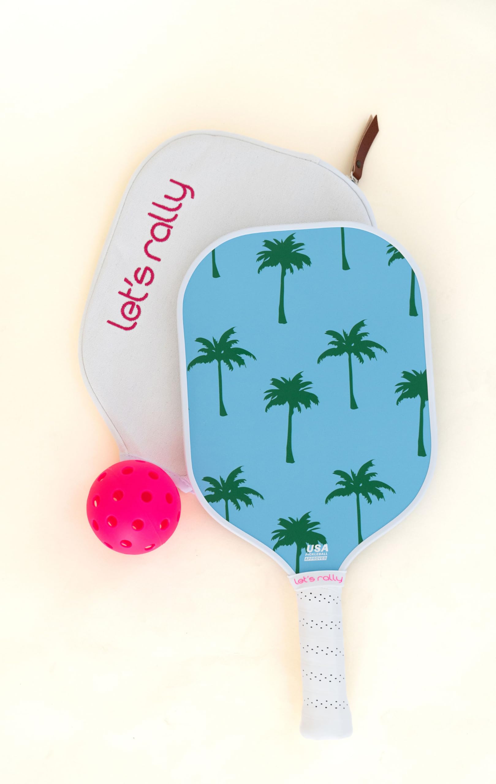 Let’s Rally USAPA Approved Fiberglass Pickleball Paddle (Palm Royale) – Cute Pickleball Paddle for Women, Indoor & Outdoor Pickleball Rackets