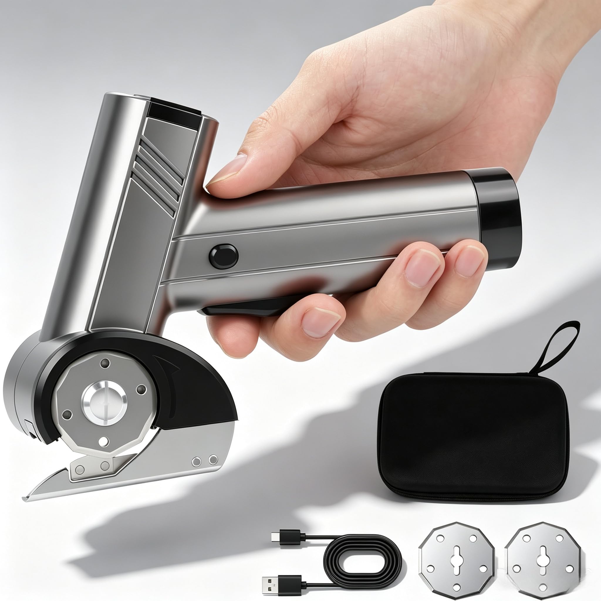 Forbici Elettricista senza Fili, Forbice Elettricista Professionale, Taglierino Rotante Elettrico Ricaricabile con Schermo Livello Batteria | 360 Colpi/Min per Cartone Pelle Tessuto Tessile