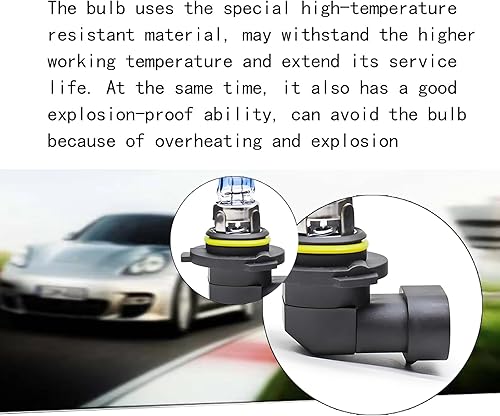 Miniatura 3 de ZBGUN 2 bombillas halógenas automotrices 9005, filamento de precisión de 12 V 65 W, resistente a los golpes, bombilla de vidrio de cuarzo anti-UV,