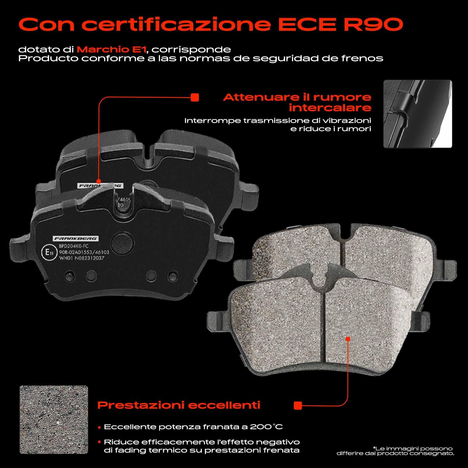 Frankberg Set freni incl. 2x Dischi Freno + 4x Pastiglie dei Freni Anteriore Compatibile con M.i.n.i Countryman R60 M.i.n.i Paceman R61 Replace# 34119804735,34116770251