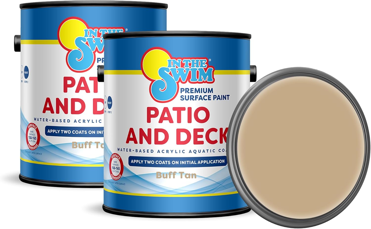 In The Swim Patio and Deck Paint - Buff Tan - Water Based Acrylic Coating - For Sprayed, Patterned, or Bare Concrete Surfaces - 1 Gallon