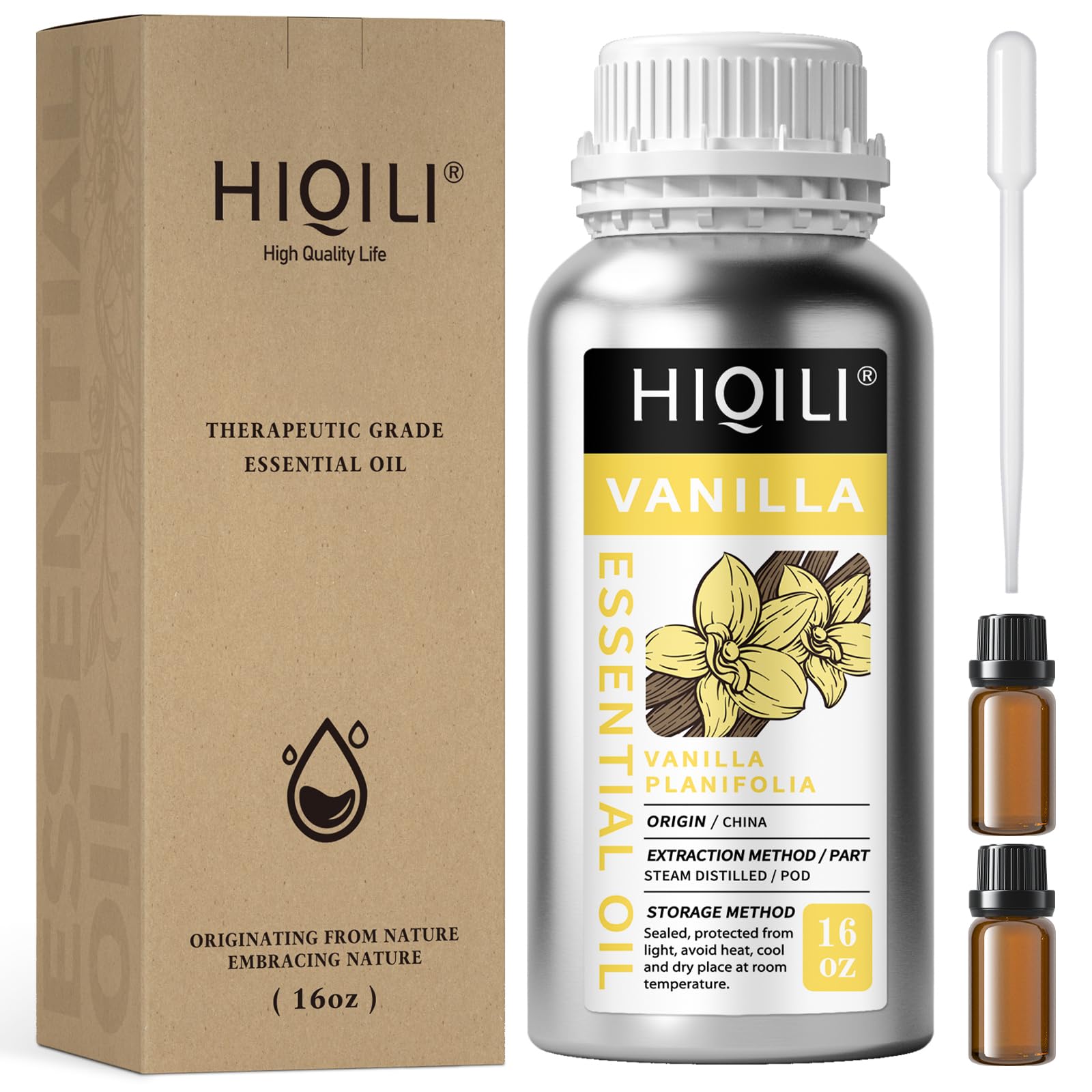 HIQILI Vanilla Essential Oil Bulk, Strong Scent for Candle Soap Making