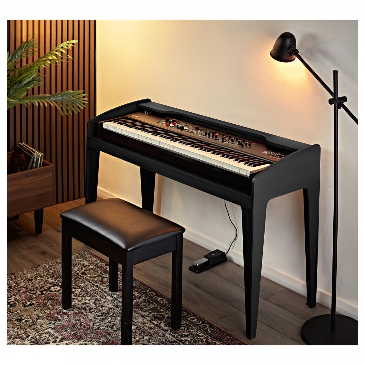 gear4music modul Supporto universale per tastiera in legno, nero