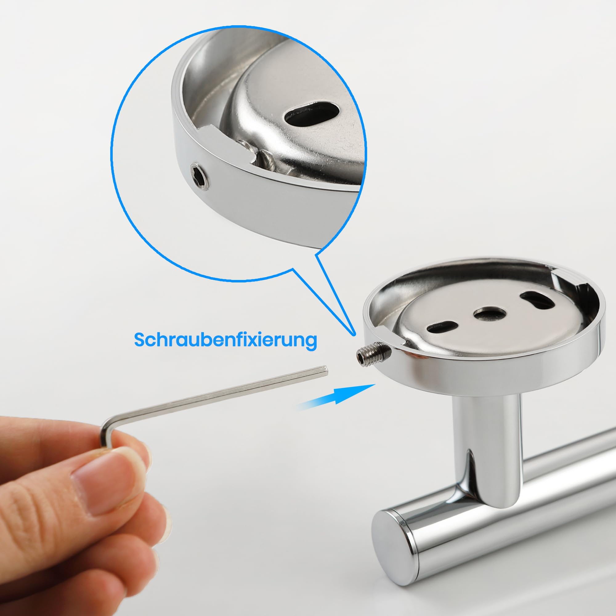 SKOWLL Barra para alcachofa de ducha para baño, 66 cm, montaje en pared, barra deslizante sin taladrar, con barra de ducha ajustable, cromo pulido