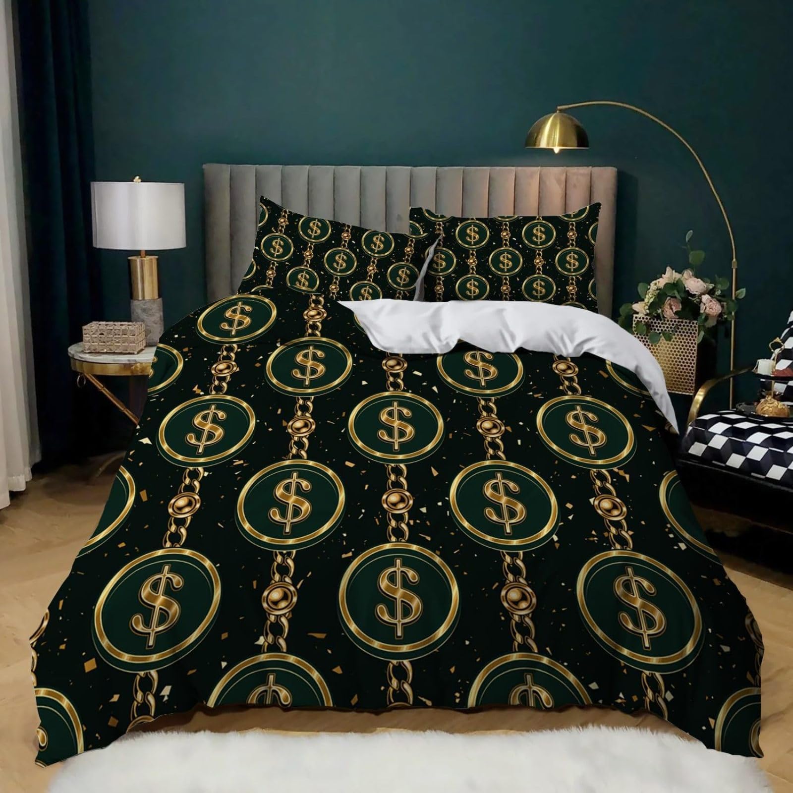 Housse de couette 160x200 Bitcoin avec 2 taies d'oreiller pour lit 1 personne en microfibre