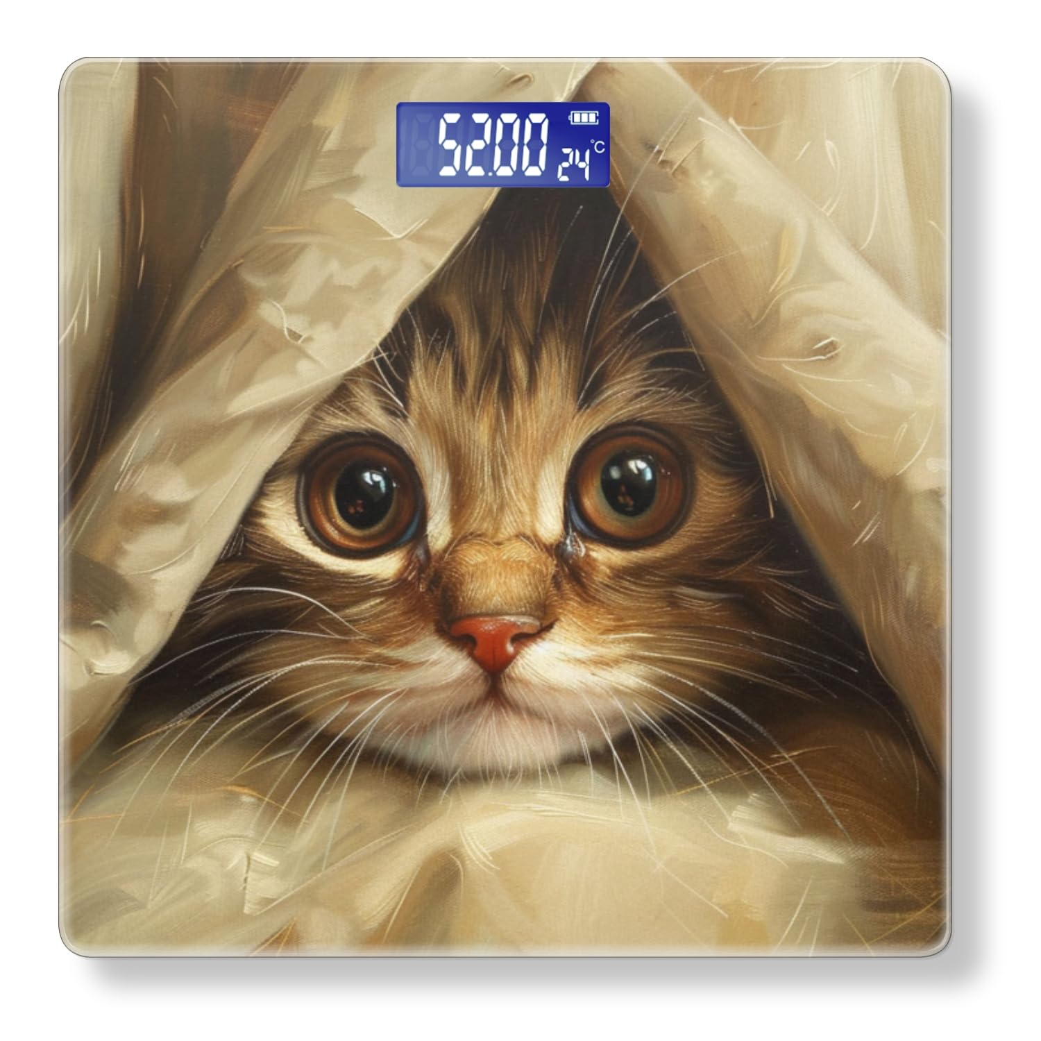 Digital Scale for Body Weight Highly Precision Bathroom Weight Scale 400 lbs with Backlit Display Personalized Scale for Home-Cute Cat Peeking Out