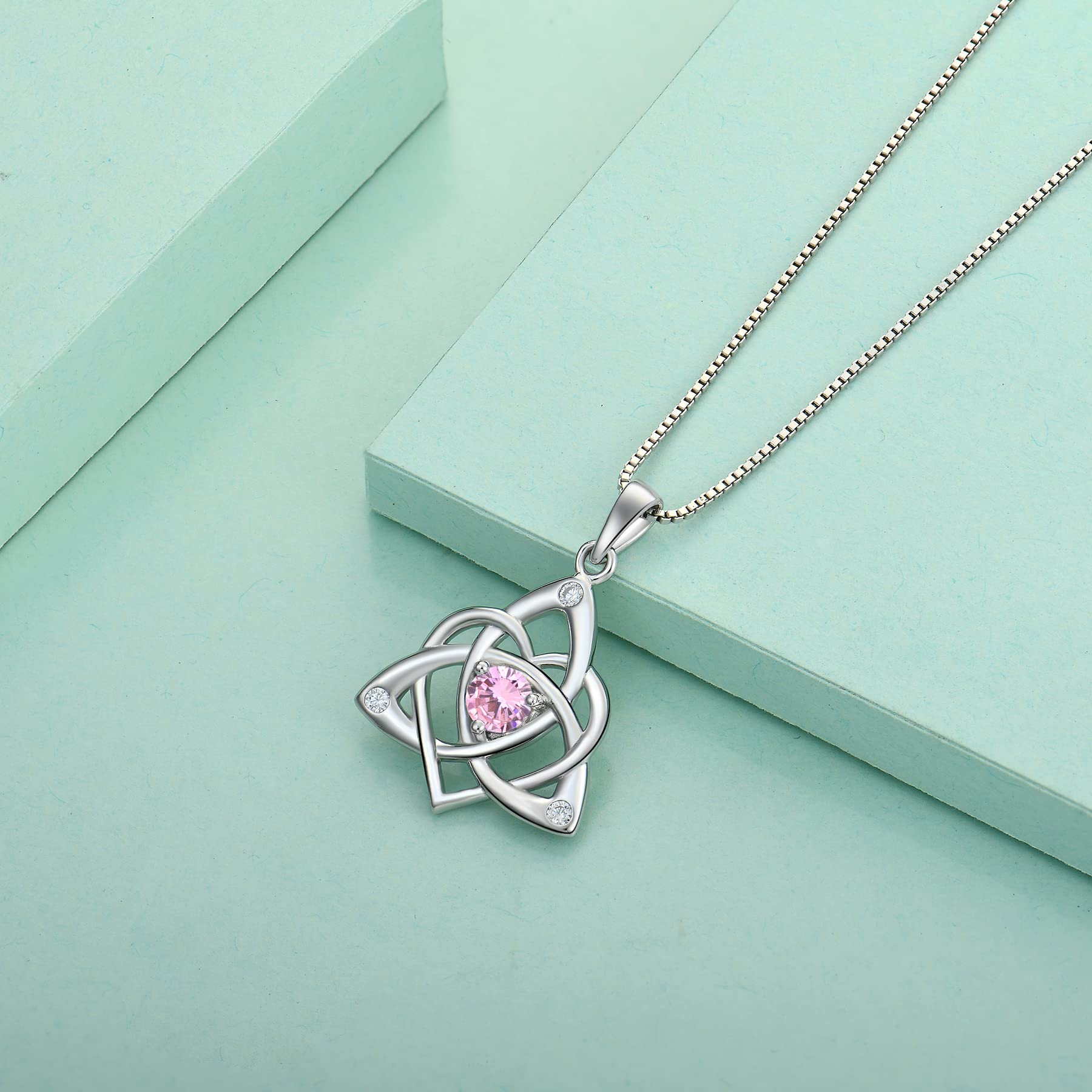 starchenie Collana con Nodo Celtico Collana con Pietre Portafortuna a Cuore in Argento 925 per donna