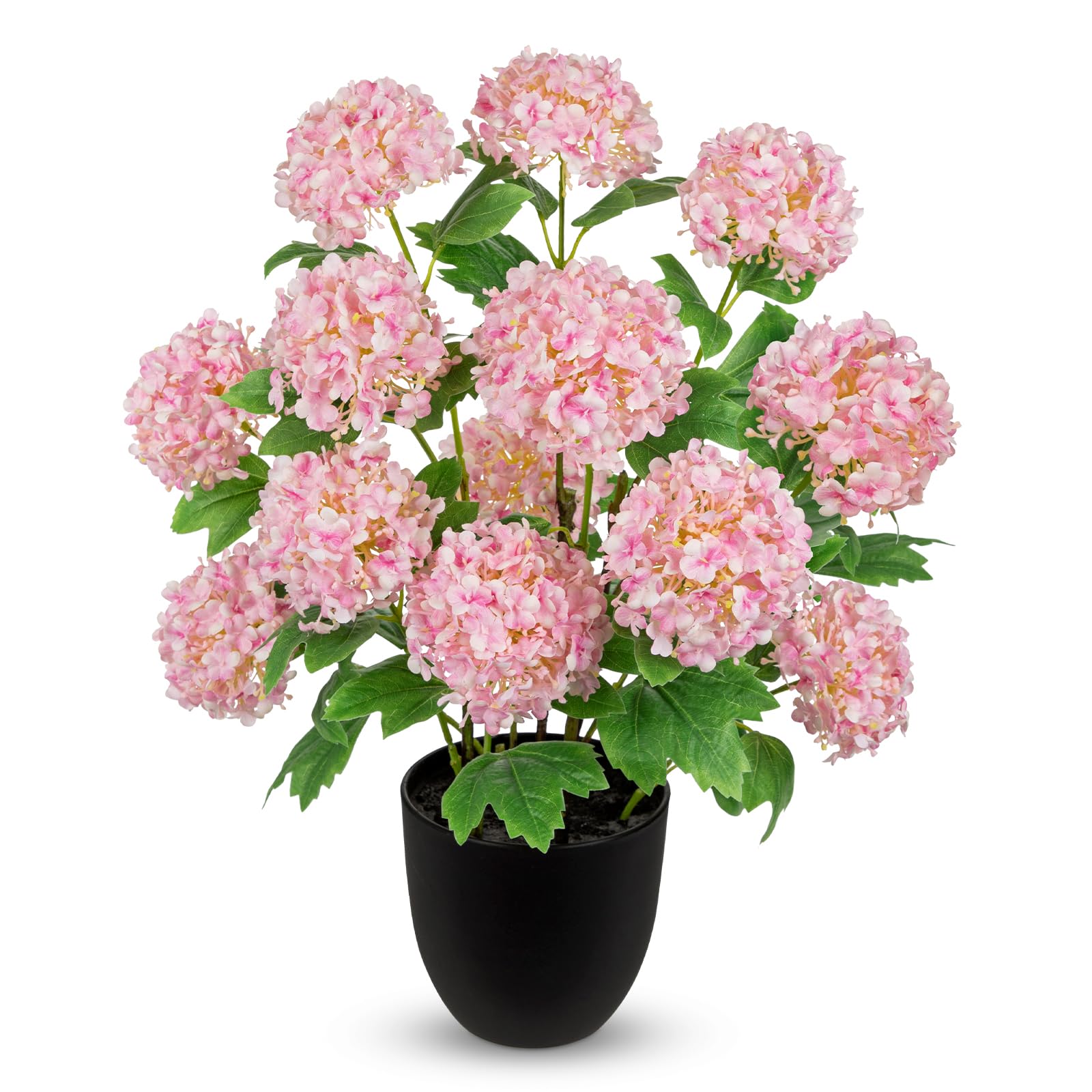 Briful Fiori artificiali di ortensia rosa in vaso – 52,1 cm di altezza con 13 teste di fiori, ortensie artificiali in seta per soggiorno, bagno, ufficio, decorazione primaverile