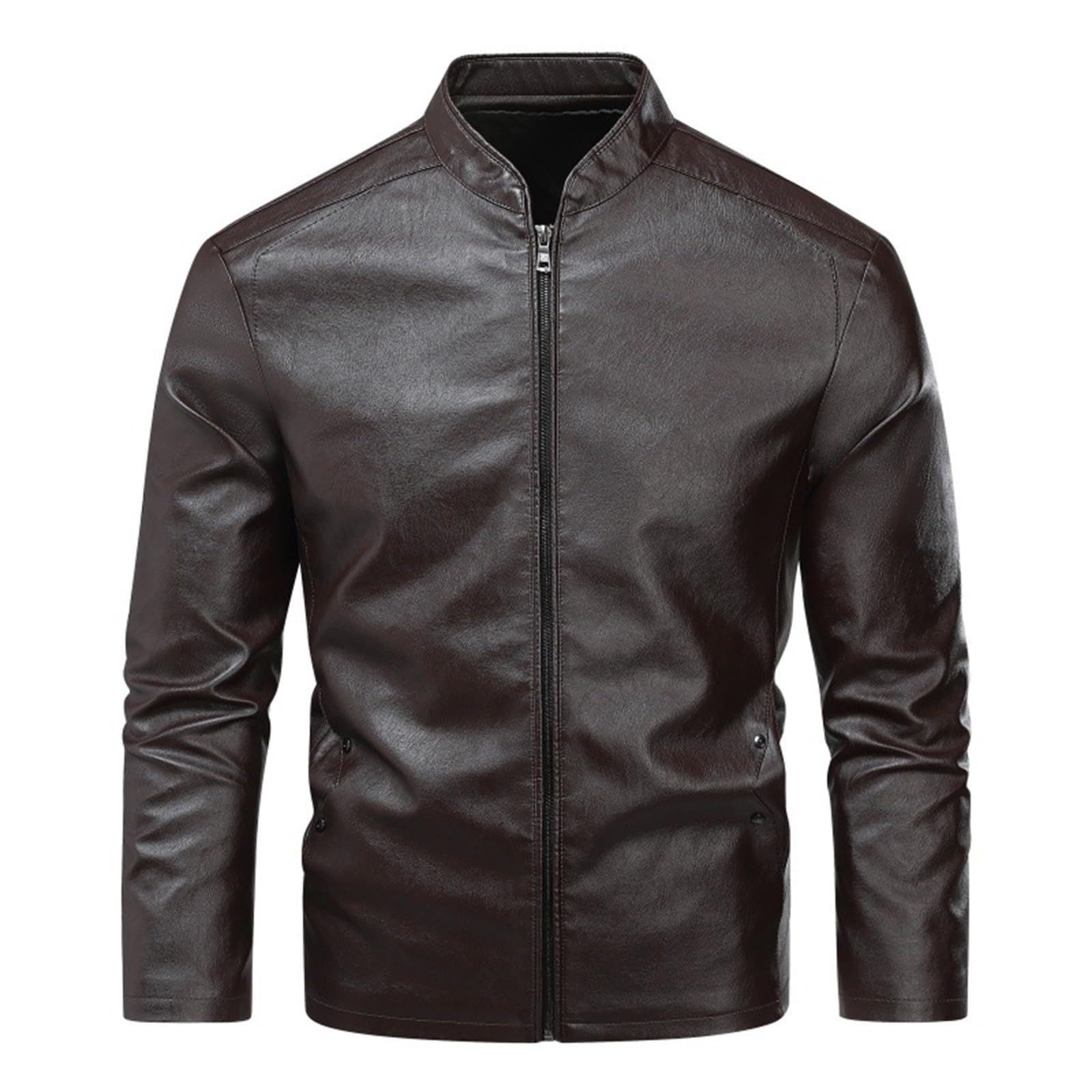 Giacca in pelle da uomo con colletto alto, giacca bomber vintage | Cappotti in pelle anni '50, giacca trucker, taglie forti, giacche da motociclista, classiche, giacche da motociclista