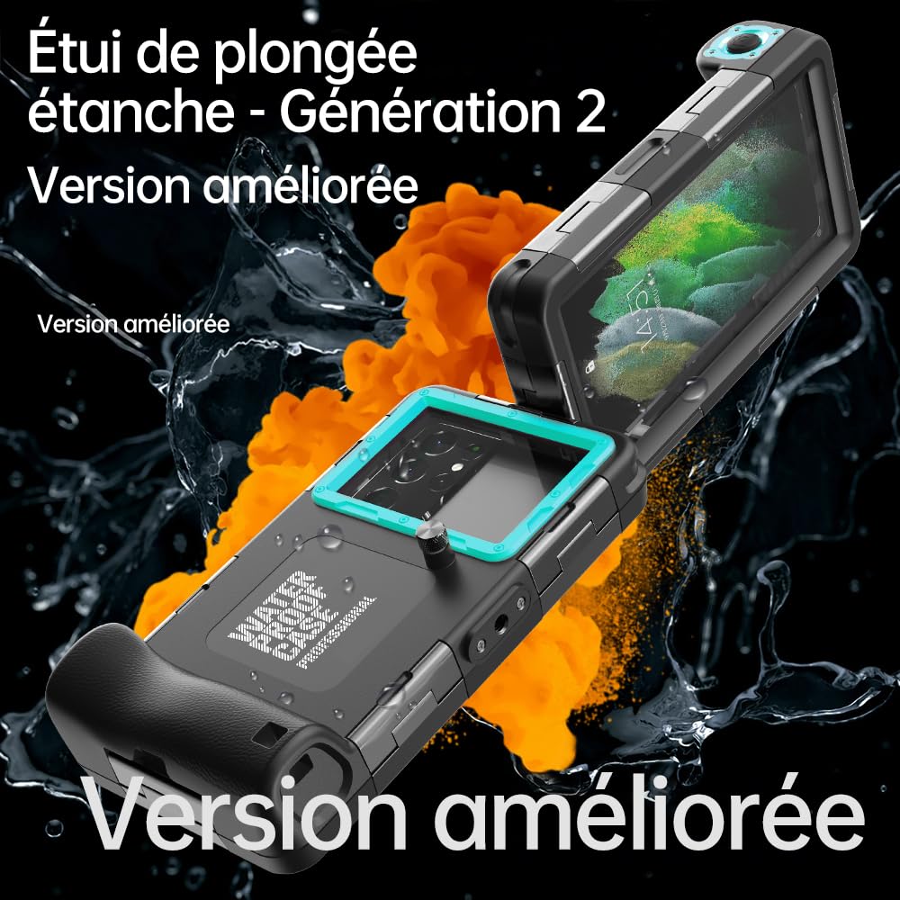 Pochette Étanche Universelle IPX8 - Coque Protection Plongée 15M - Compatible iPhone, Samsung, Huawei, Xiaomi, Oppo, Vivo, LG - Smartphones 4.7-6.8" - Housse sous-Marine (Noir/Bleu-Vert)