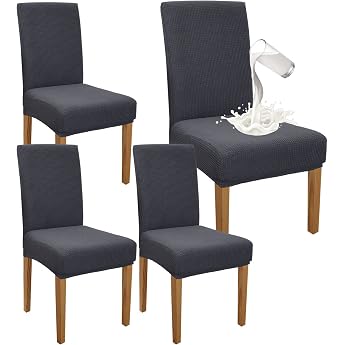 Granbest Premium Waterproof Dining Room Chair Covers Set of 4 Stretch High Back Chair Covers Slipcover for Dining Room Removable Chair Protector for Banquet Kitchen Party Set of 4 Grey
