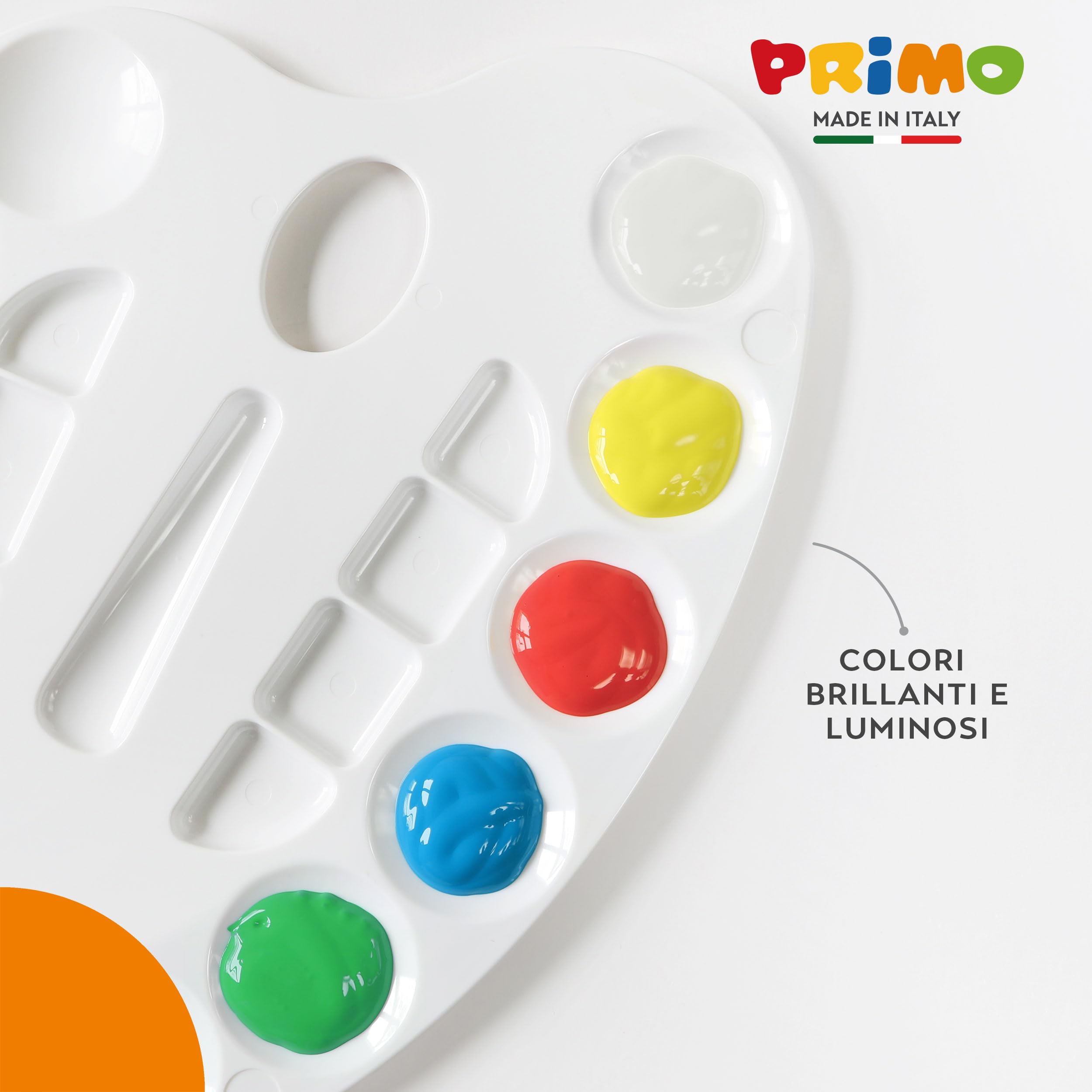 PRIMO - Tempere Lavabili per Bambini, 6 Colori per Bambini +3 Anni da 1L con Dosatore, Colori a Tempera per Dipingere Carta Stoffa Vetro, Pittura, Cartoleria, Lavoretti Creativi e Materiale Scolastico