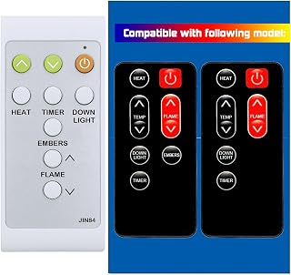 Replacement Remote Control for Twin Star ClassicFlame CHIMNEYFREE Electric Fireplace P98 39EB500ARA 39EB500GRA 39EB500GRS,with Oversized Buttons