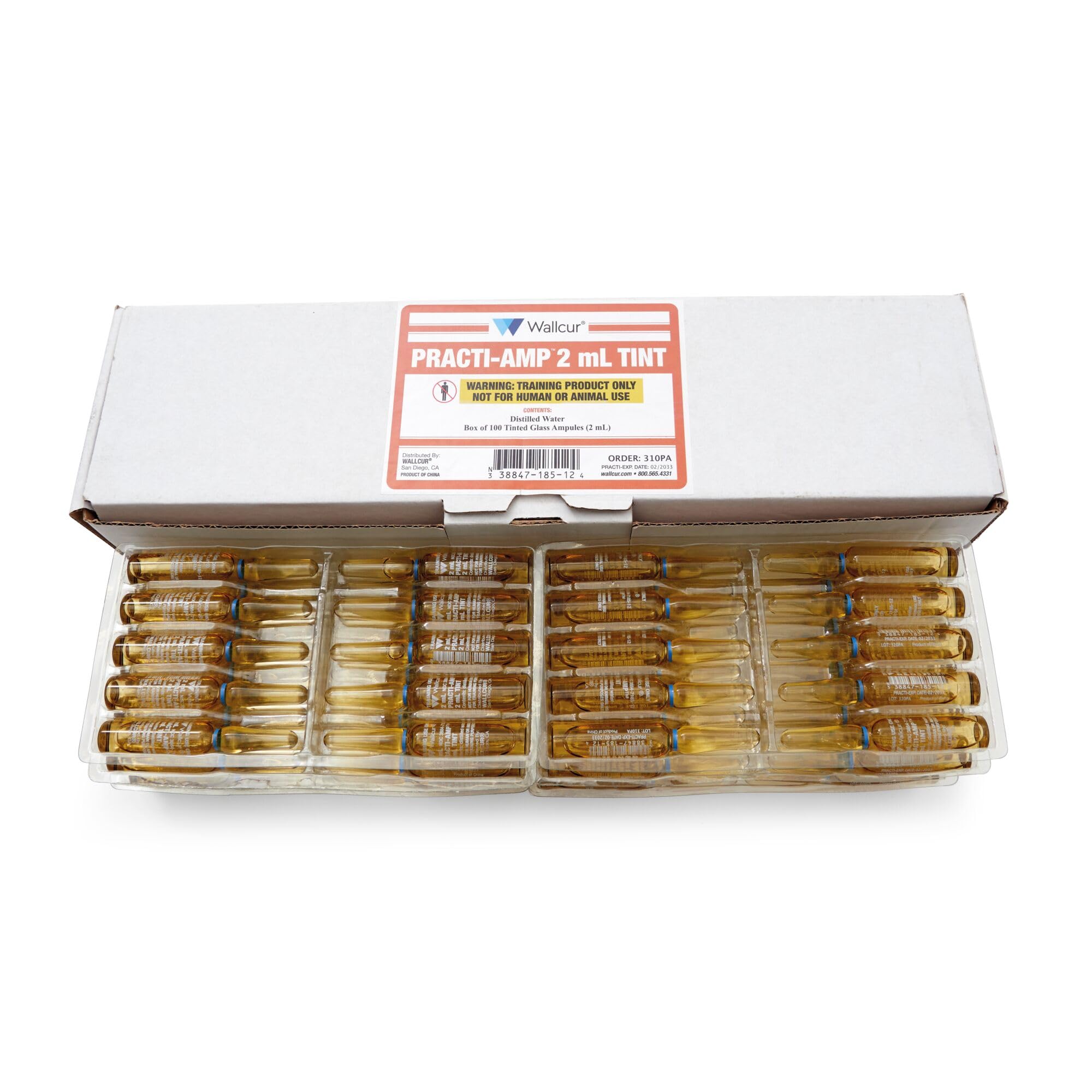 Practi-Ampulle 2mL Getönt (Packung mit 100) - Simulationsprodukt für medizinisches Training