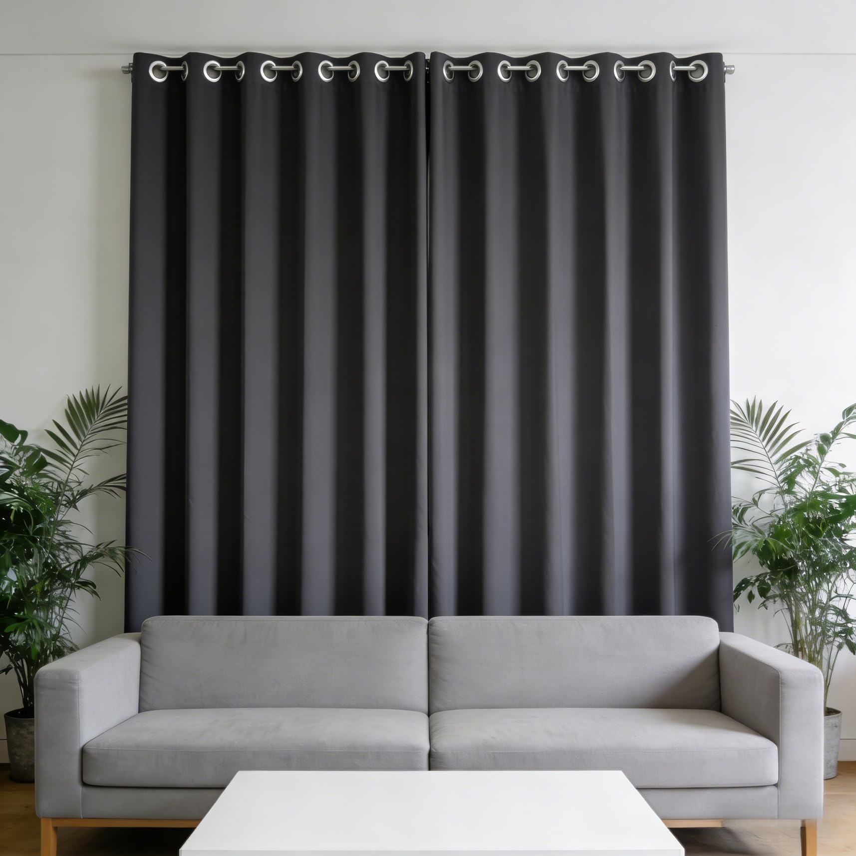 Cortinas opacas aislantes de 100x155 cm para regular la temperatura del dormitorio en gris oscuro