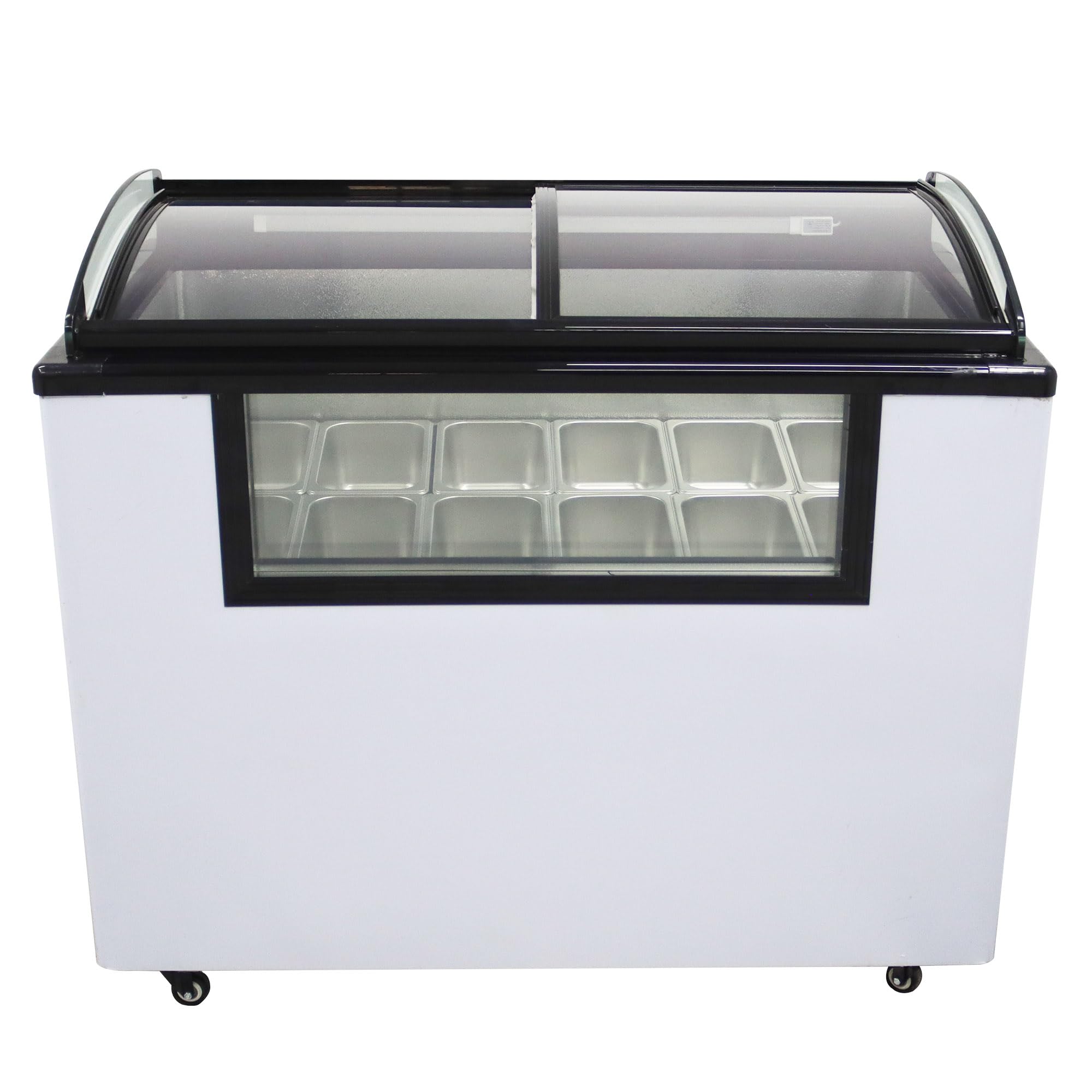 HQHAOTWU Commercial Hard Ice Cream Cabinet Ice Cream Dipping Display Showcase 12 Pan Freezer Show Case for Bars Coffee Buffet Cafeteria Shop