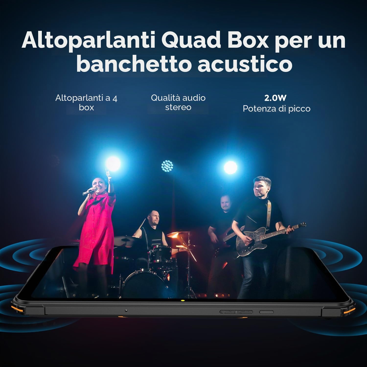 FOSSiBOT DT1 Rugged Tablet, Batteria 11000mAh, 16GB+256GB(1TB Extend), 48MP+16MP Fotocamera,10.4'' 2K Display Android 13 IP68 IP69K Tablet,Dual SIM 4G, 4 Stereo Altoparlante, GPS Arancione