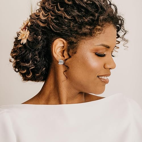 Miniatura 5 de ABILITH Aretes triples de plata y oro para mujer, aretes de aro de dos tonos de oro grueso de 18 quilates