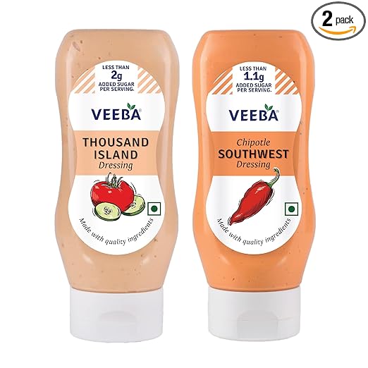 Veeba Salad dressings Combo - Chipotle Southwest, 300g and Thousand Island Dressing, 300g - Pack of 2