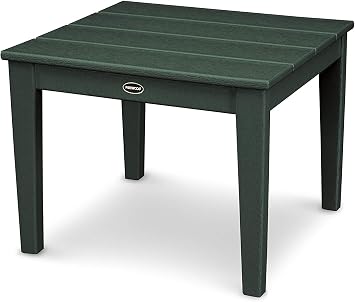 POLYWOOD Newport Teak Outdoor Side Table, Green - Weatherproof HDPE Resin Table for Adirondack Chairs