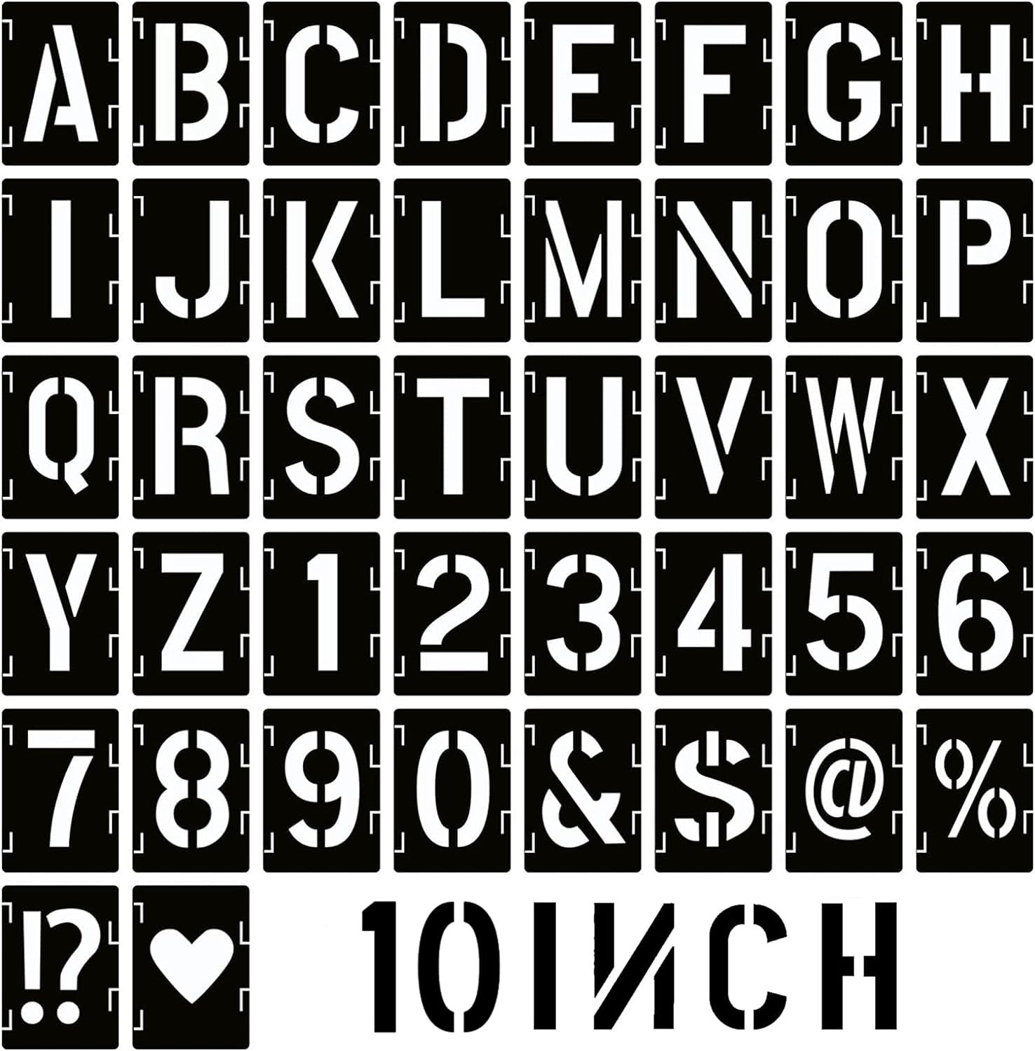 10Inch Letter and Number Stencils,Letters and Numbers Stencil Kit,42 Pcs Reusable Alphabet Templates Interlocking Stencil Kit for Painting on Wood,Wall,Fabric,Rock,Sign,DIY Art Projects (10INCH/42PCS)