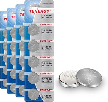 Tenergy CR2016 Battery, CR2016 3V Lithium Battery Watches, Key Fobs, Calculators, Medical Devices, and More, 20 Count