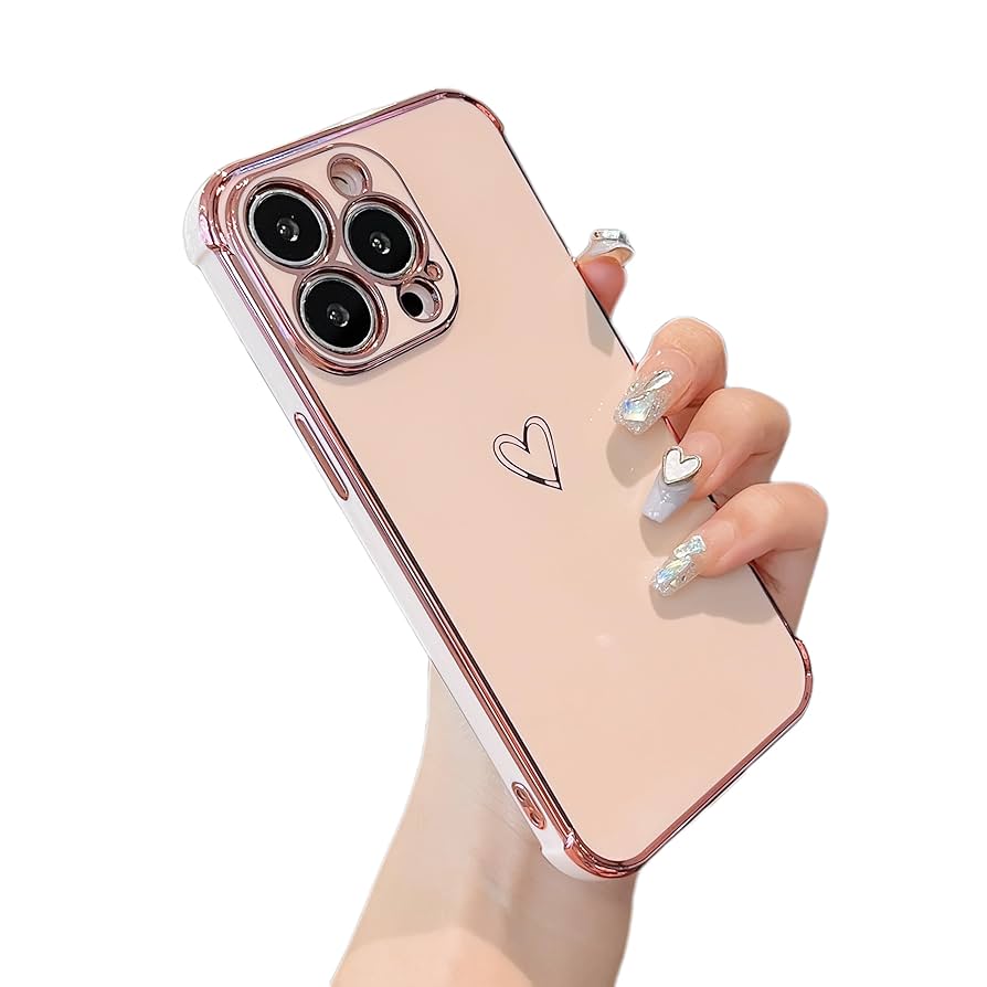 ajew最新作★ iPhone14pro / pink 【PVC heart】 Feishell for Apple iPhone 14 Pro Max (6.7 inch) Cute Love