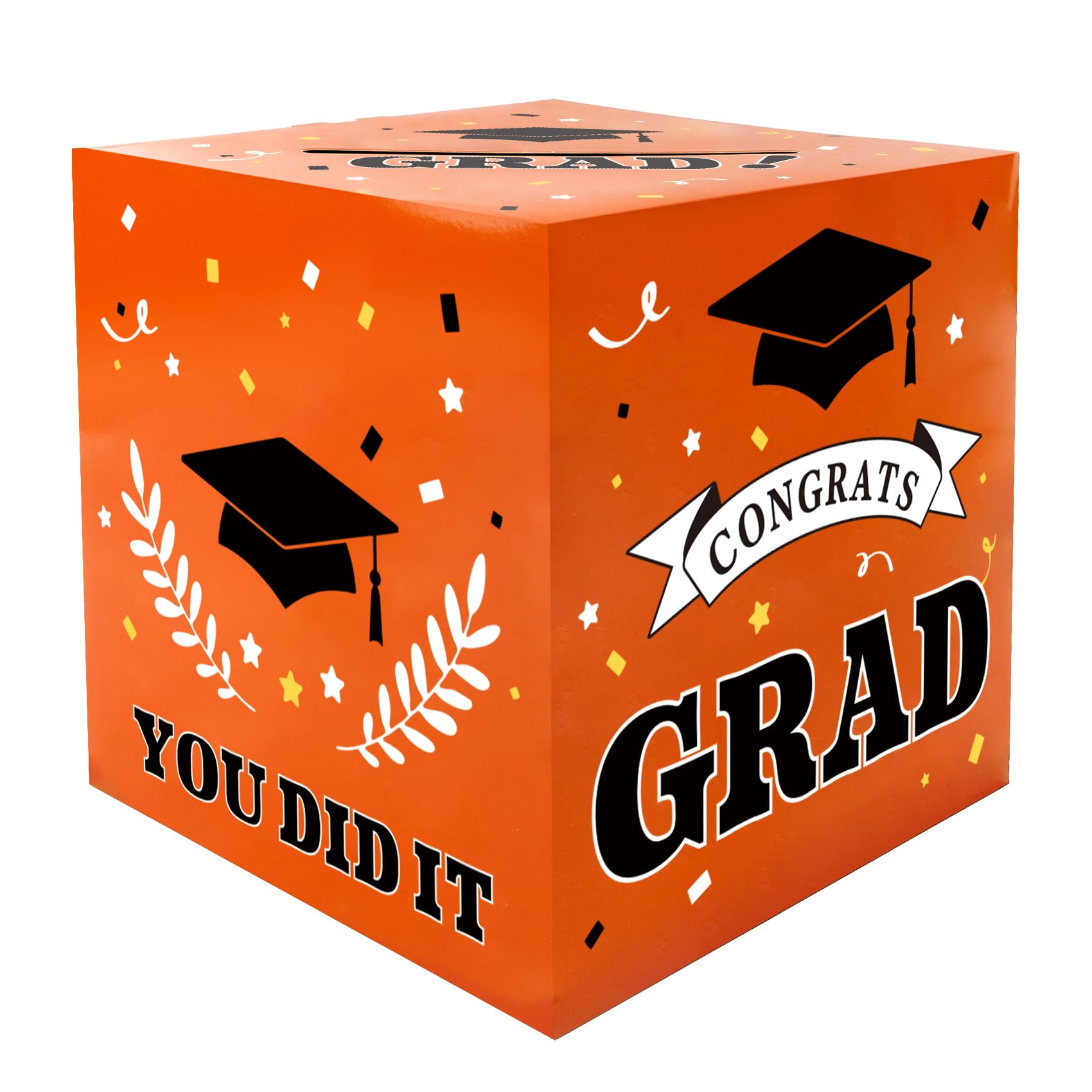 2025 Graduation Decorations, Orange Black Graduation Card Box, Graduation Table Decorations Class of 2025 Graduation Gifts Money Box for Cash Gift Graduation Accessories Grad Party Favors Supplies