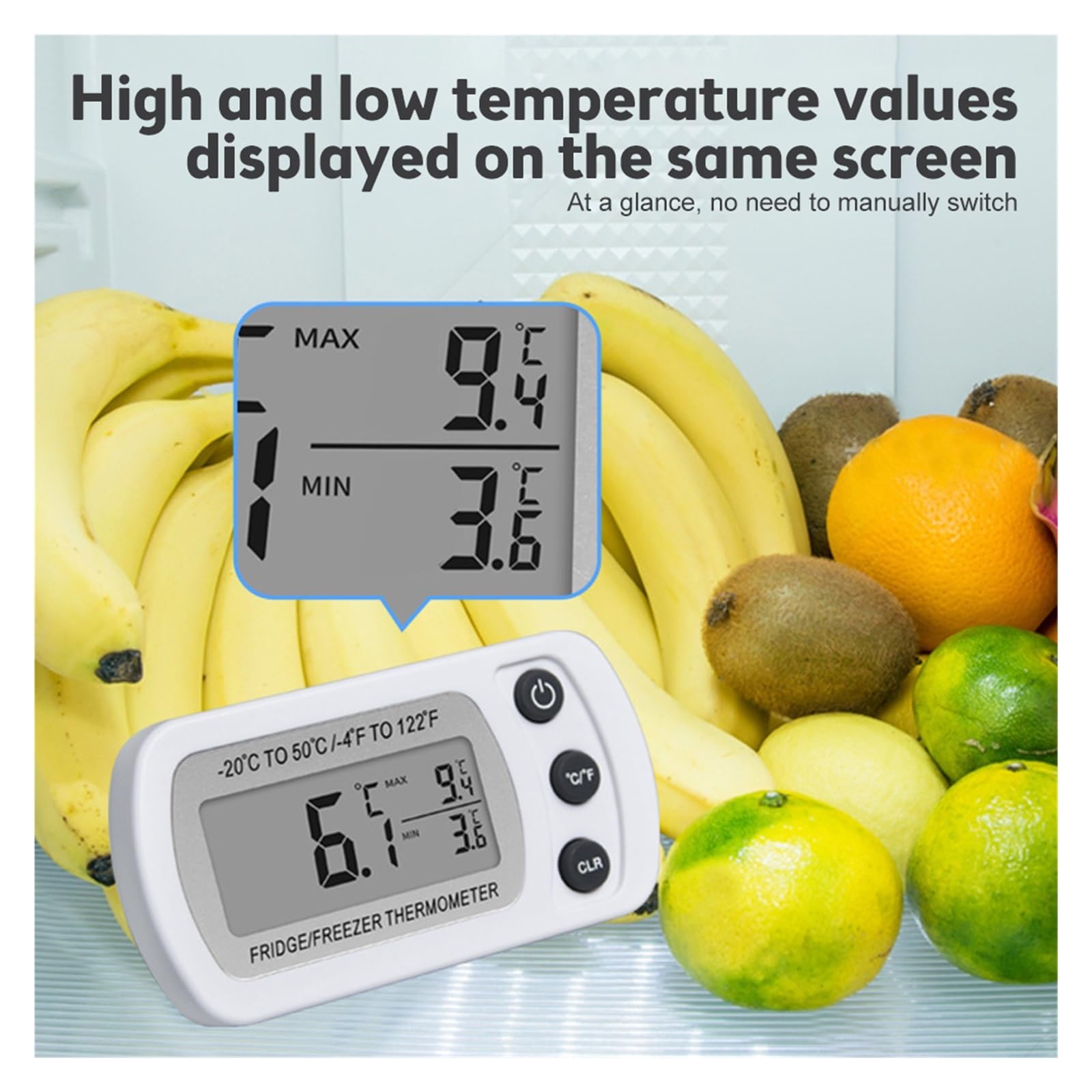 Thermomètre Domestique Et Hygromètre Numérique Multi-usage Chambre Sous-sol Stockage À Froid Réfrigérateur Précis Rapide Surveillance Temps Réel(White and Black)
