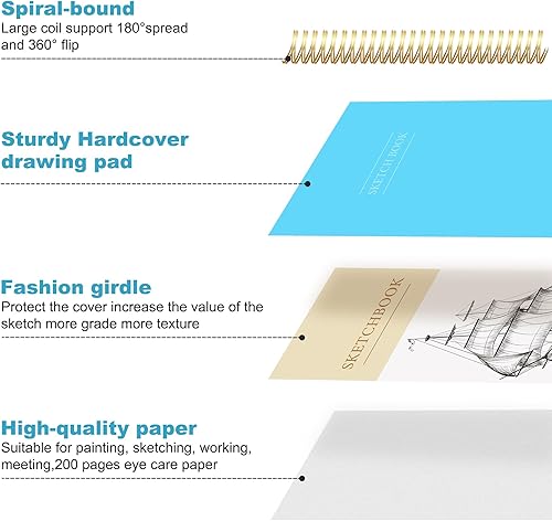 Miniatura 9 de Yoment Cuaderno de bocetos de 5.5 x 8.5 pulgadas para dibujar pequeño en espiral para niños, cuaderno de bocetos de tapa dura (68 libras3.53 ozm),