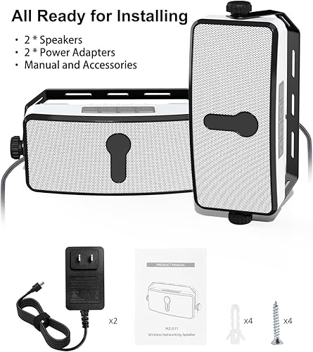 Miniatura 7 de Altavoz Bluetooth para exteriores, IPX5 impermeable, sincronización inalámbrica con 100 altavoces, montaje en pared, compatible con teléfono,