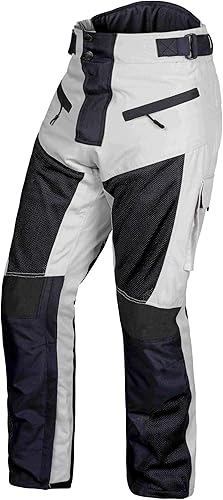 WICKED STOCK - Pantalones de motocicleta para hombre, de malla gris y negra, con armadura aprobada por la CE