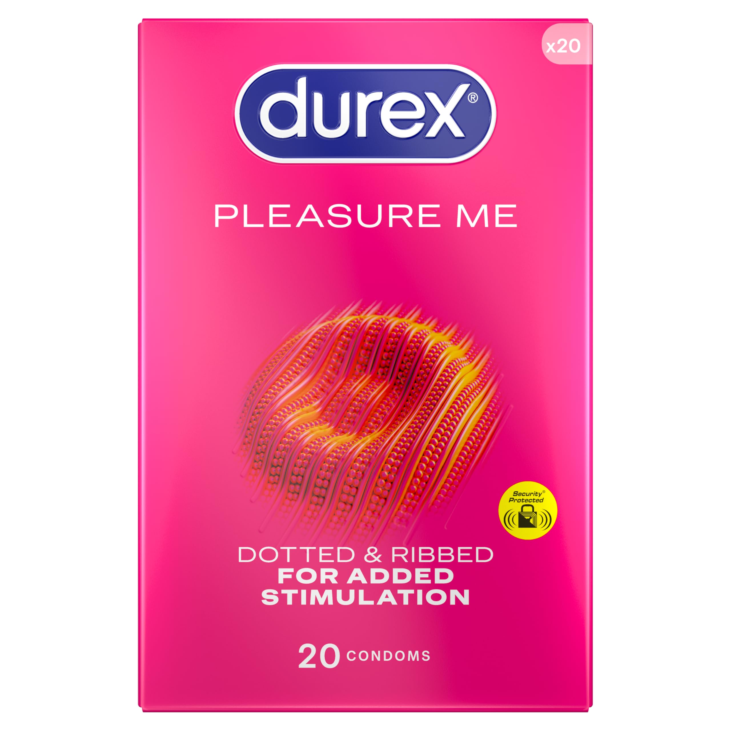 Durex Pleasure Me Condoms, 20 Condoms (1 Pack) (Packaging May Vary)