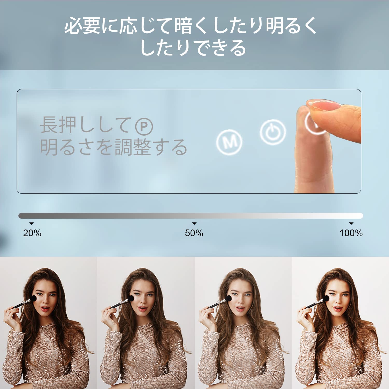 Amazon.co.jp: FENCHILIN 三面鏡 女優ミラー ledライト付き 三つ折り