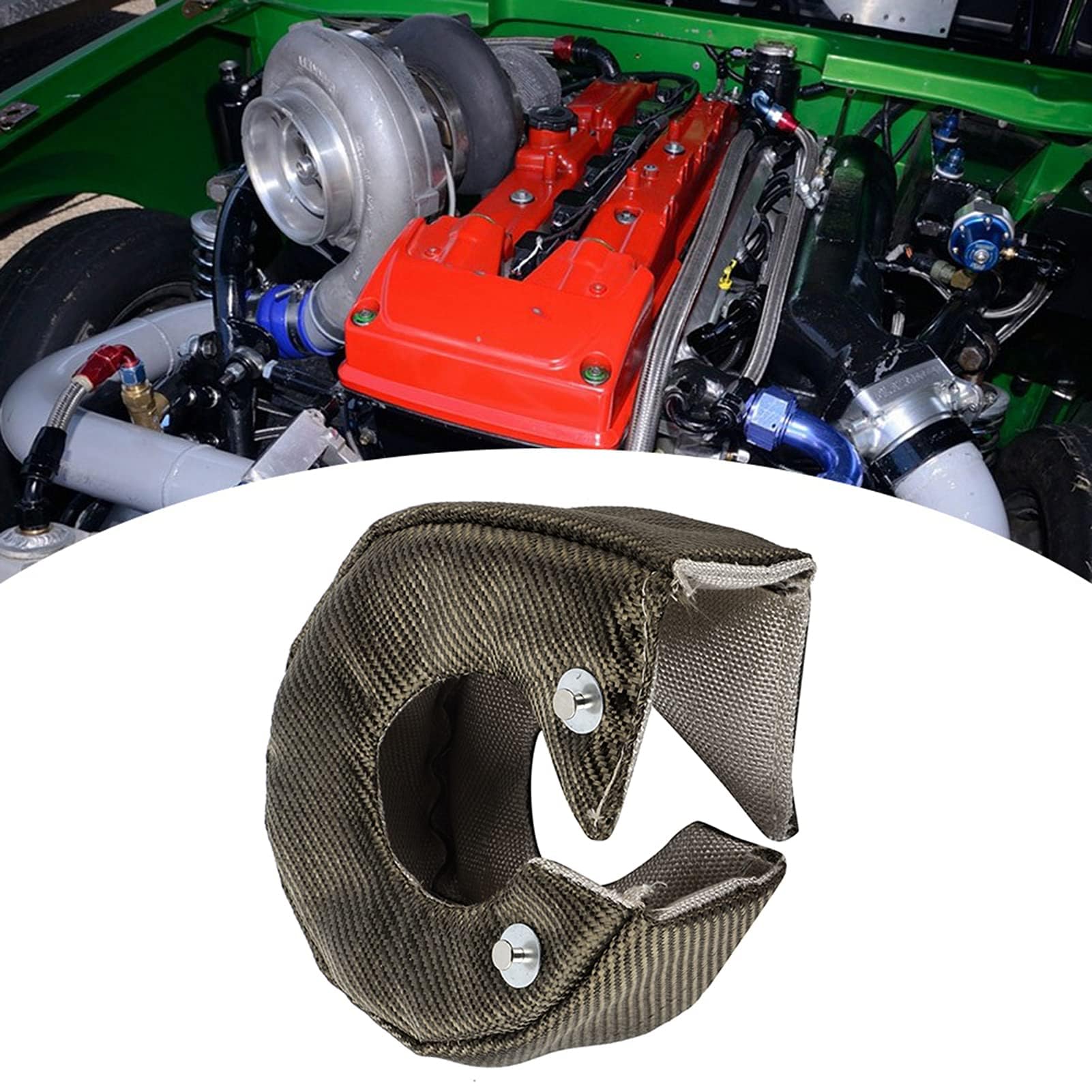 HERCHR Turbo Shield, Fibra De Vidrio única Turbo Heat Shield Manta Barrera Turbo Cargador Cubierta Envoltura Protectora para T3/GT35/GT37/GT40/GT42