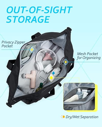 Miniatura 3 de BAGSMART Bolsa pequeña de gimnasio con compartimento para zapatos y bolsillo húmedo, bolsa de viaje ligera para deportes, bolsa de fin de semana