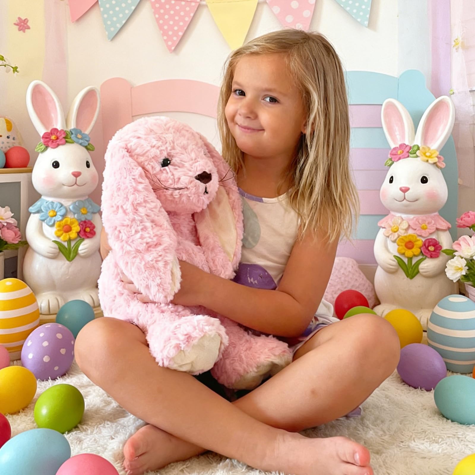 MorisMos 45cm Hase Kuscheltier XXL, groß hase plüschtier stofftier, Geburtstag Ostern Geschenk für Kinder Baby Mädchen als Ostern deko Puppe