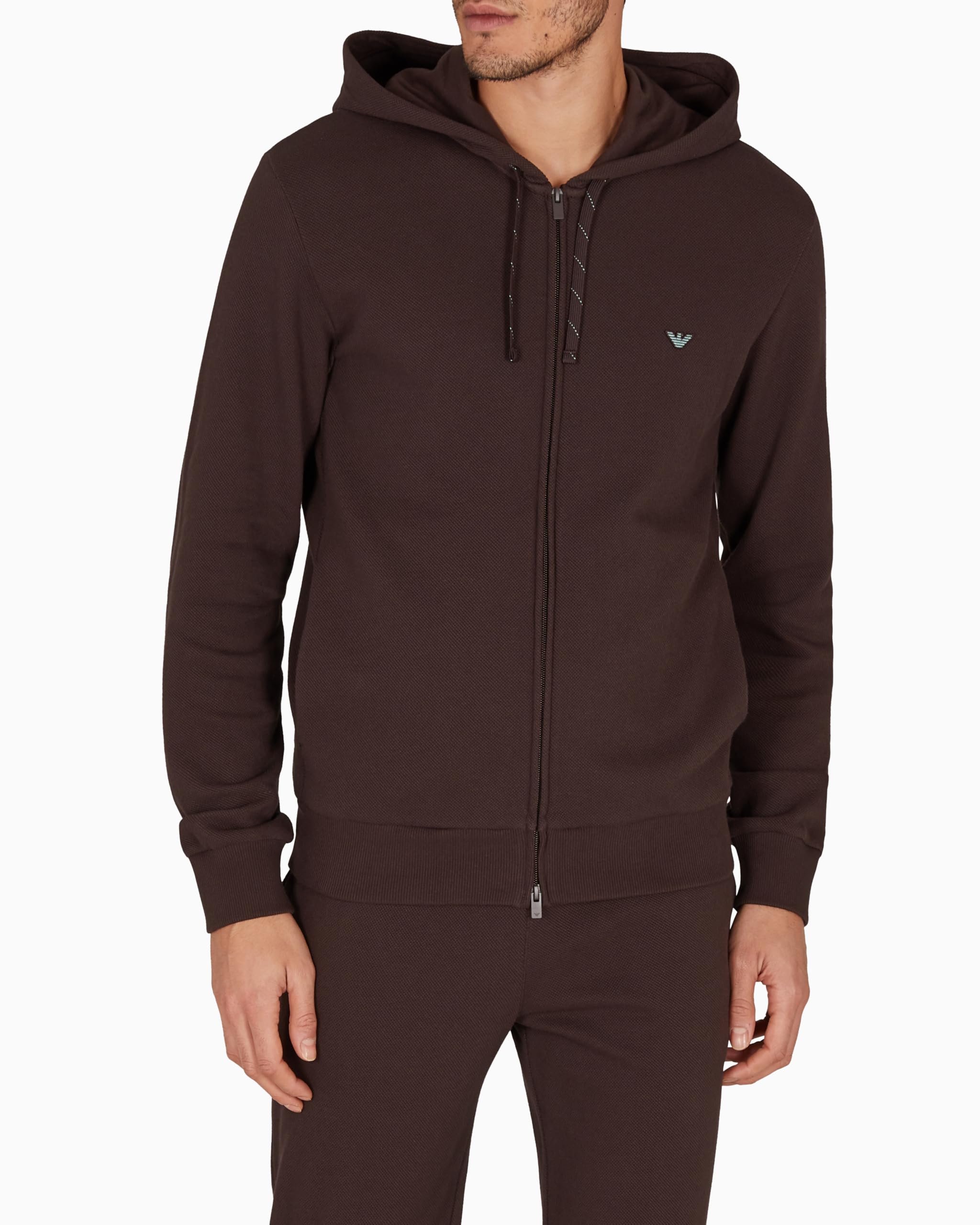 Emporio Armani Piquet Hoodie Sweatshirt Felpa con Cappuccio Uomo (Pacco da 1)