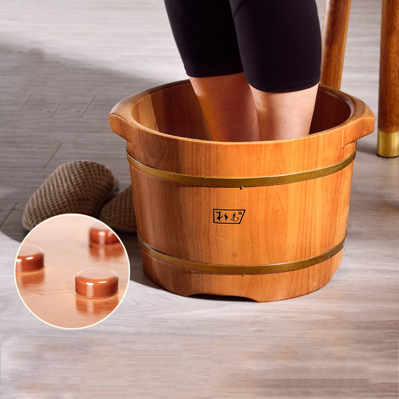 Axdwfd Pediluvio Vasca a Pedale in Legno massello, Bagno riscaldato Bagno a Pedale Barrel Oak Barrel Spa Massaggio Piedi Bagno Barilotto Liscio e Delicato Pedicure Barilotto