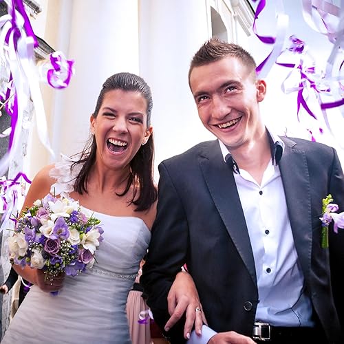 Vista 22 de MECCANIXITY 15 palitos de cinta de boda para fiesta de boda, serpentinas para boda, fiesta, celebración, amarillo