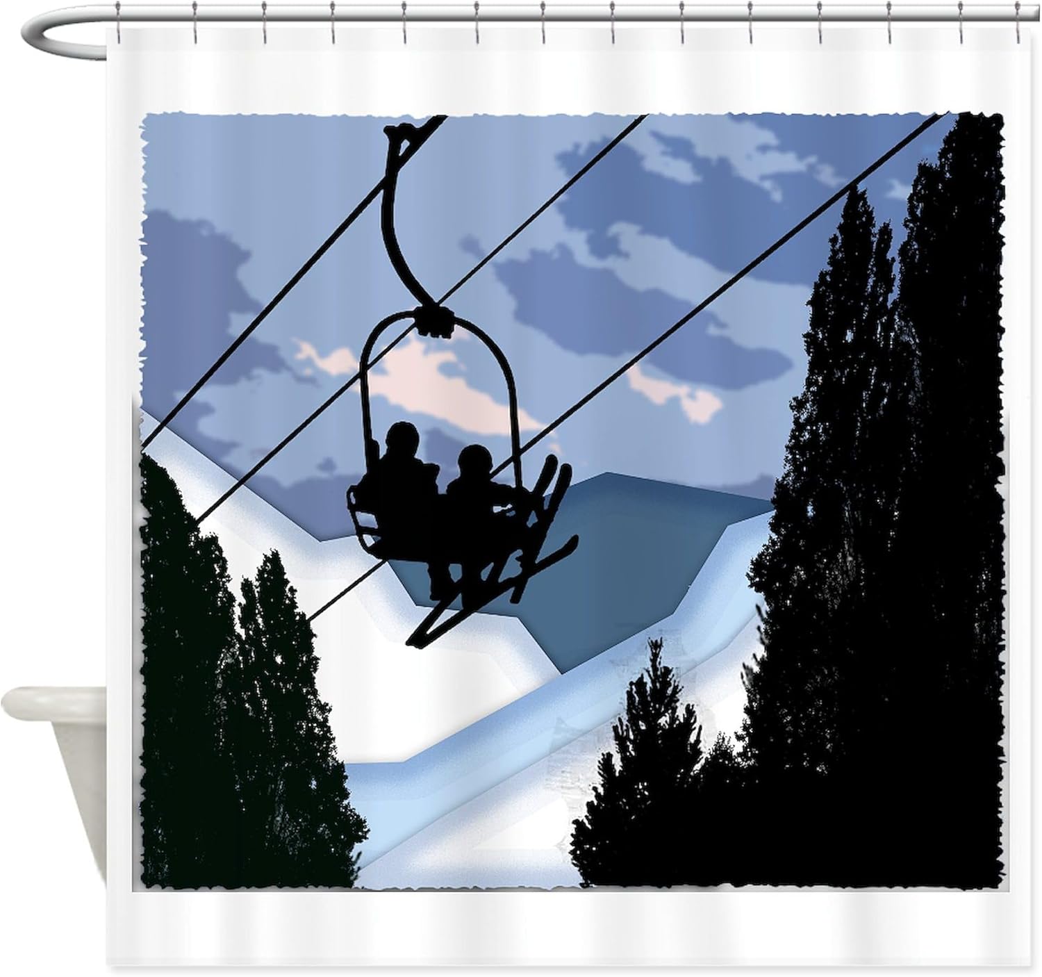 CafePress Chairlift Full of Skiers Decorative Fabric Shower Curtain