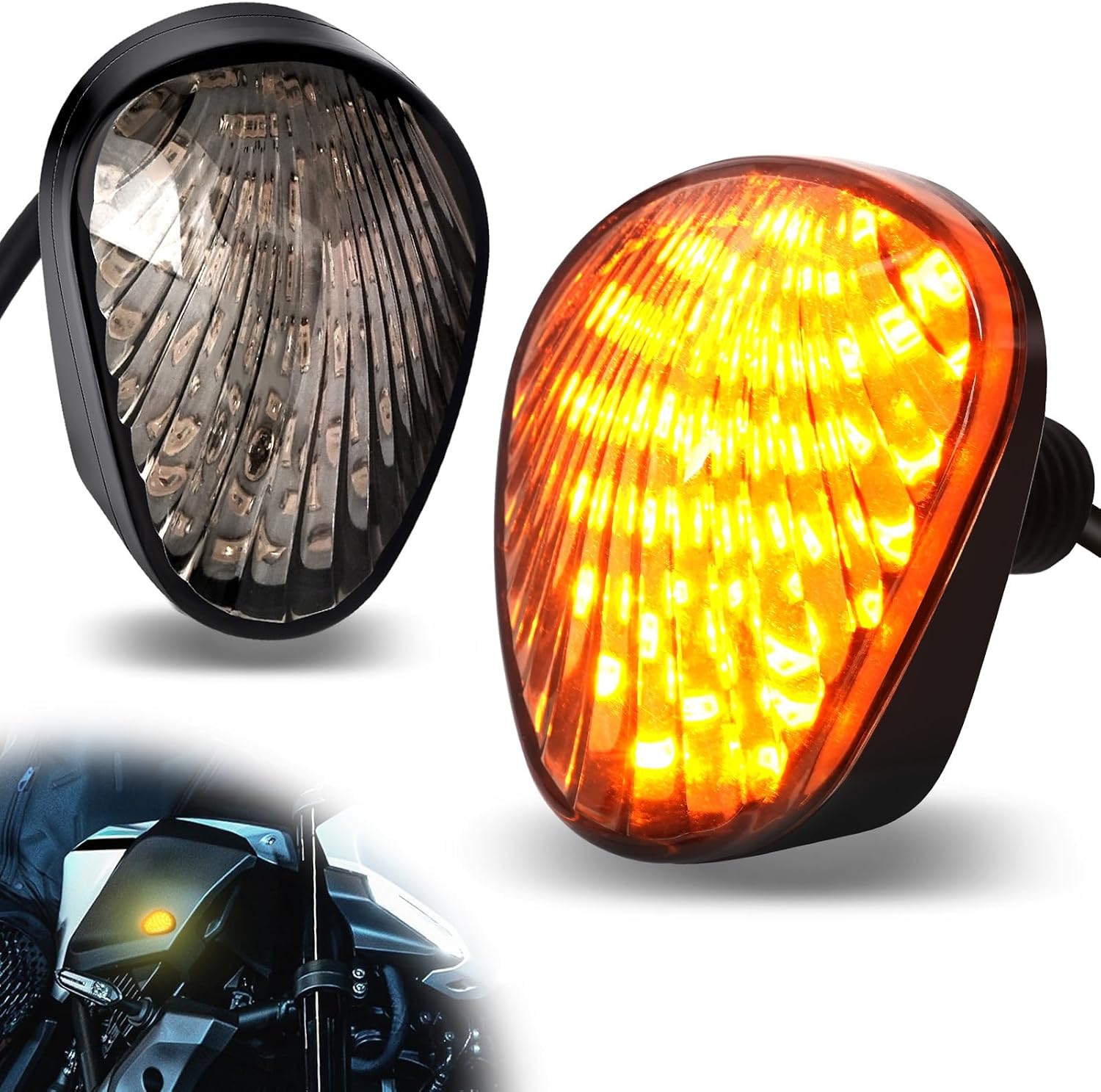 Motorcycle Flush Mount Turn Signal, 12V Smoked LED Indicator Light Blinker 2PCS Fit for Yamaha YZF R1 R3 R6 R6S Fazer FZ FZ1 FZ6 FZ6R FZ07 FZ8 FZ09 MT-07 MT-09 TMAX, Amber