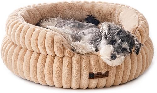 MEWOOFUN Cama lavable para perros pequeños, camas para gatos de interior con parte inferior antideslizante, cama redonda para cachorros y gatitos