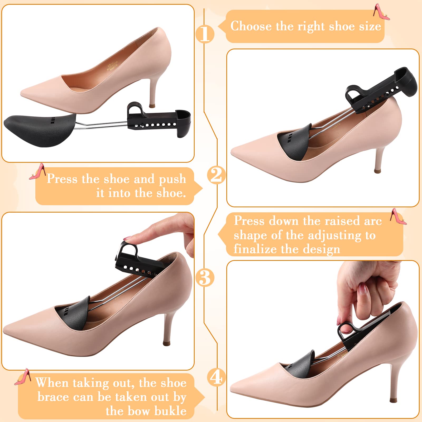 Honeydak Schuhspanner aus Kunststoff, verstellbar, tragbar, Schuhspanner für Damen und Herren, 20 Paar