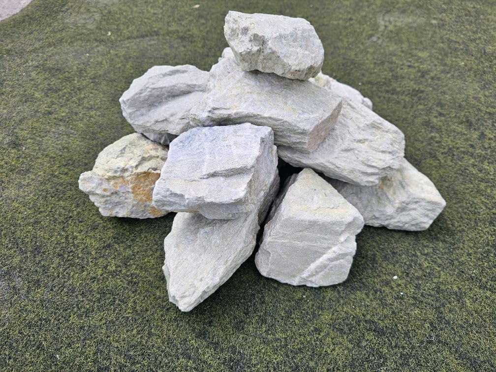 22 kg Quarzit Bruchsteine, Natursteine hell, Aquarium Deko Garten