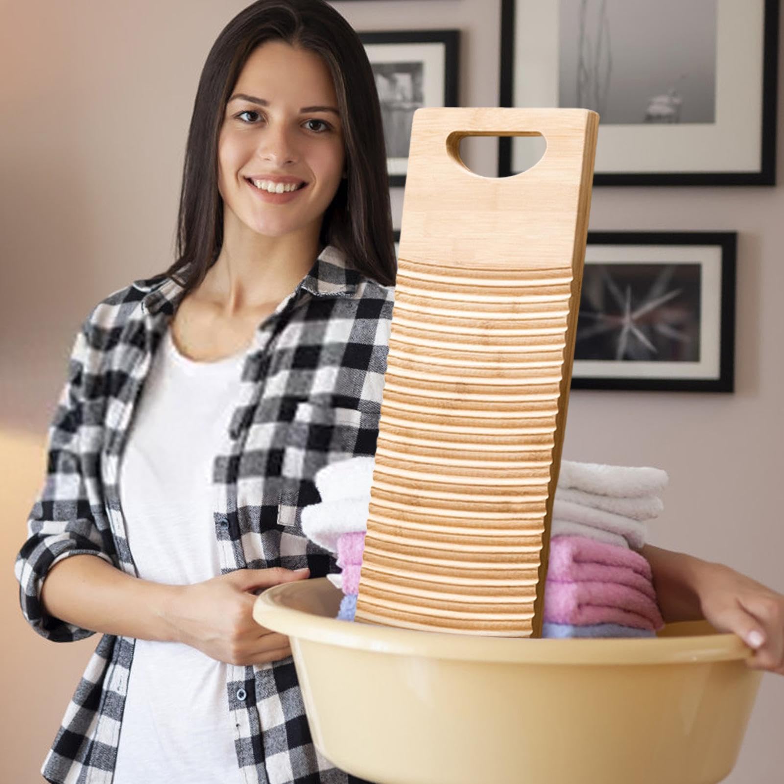 Herramientas de Lavado de Ropa a Mano, Tabla de Lavado para Lavado de Ropa a Mano, Tabla de Lavado de Ropa Pequeña, Tabla de Madera Tabla de Ropajo para Lavado de